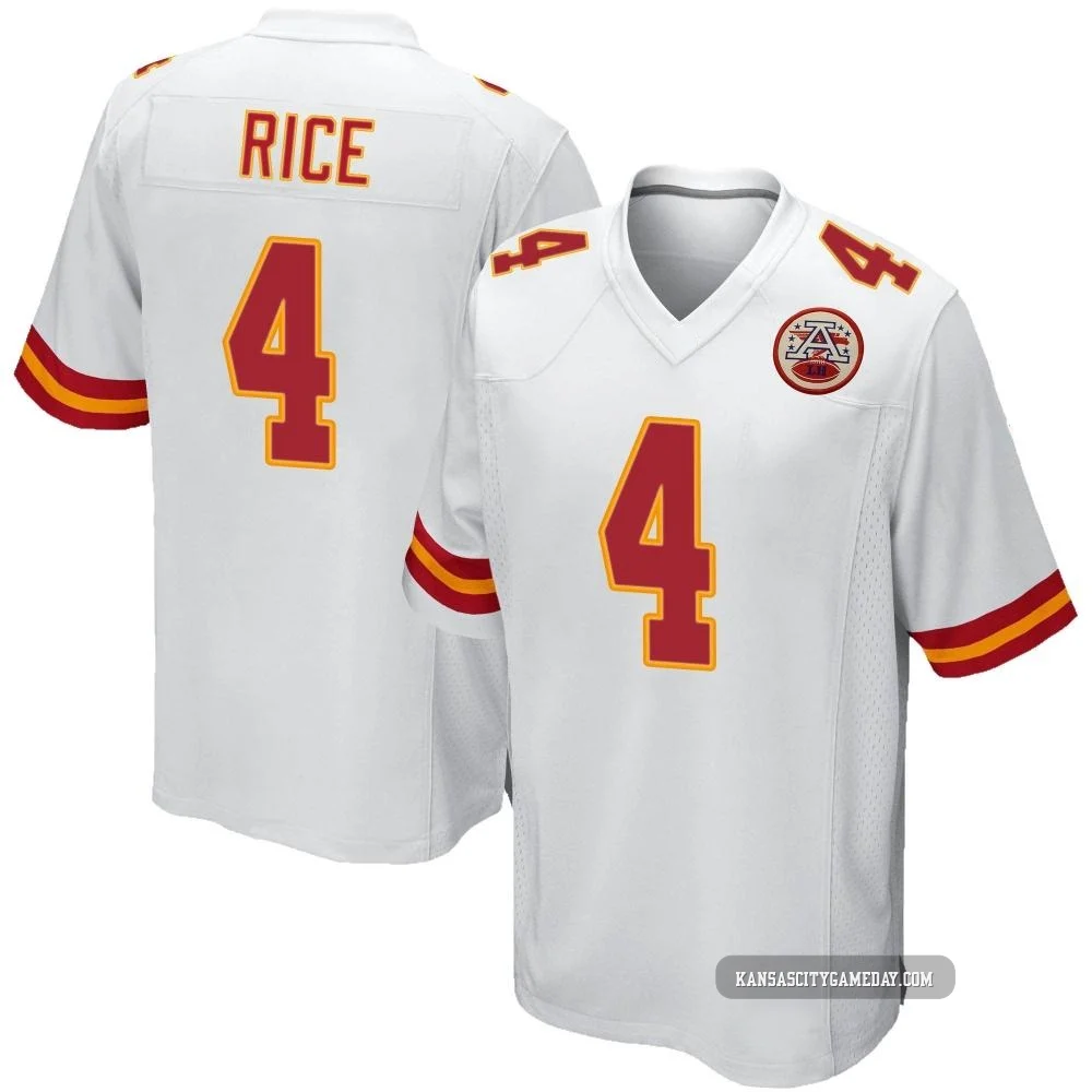 Men's Rashee Rice Kansas City Chiefs ＃4 Game White Jersey