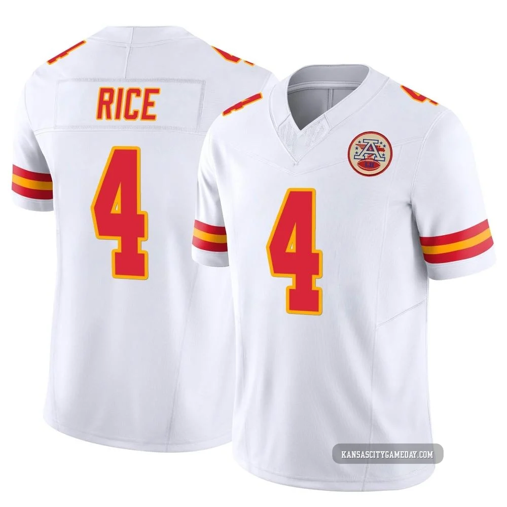 Men's Rashee Rice Kansas City Chiefs ＃4 Limited White Vapor F.U.S.E. Jersey