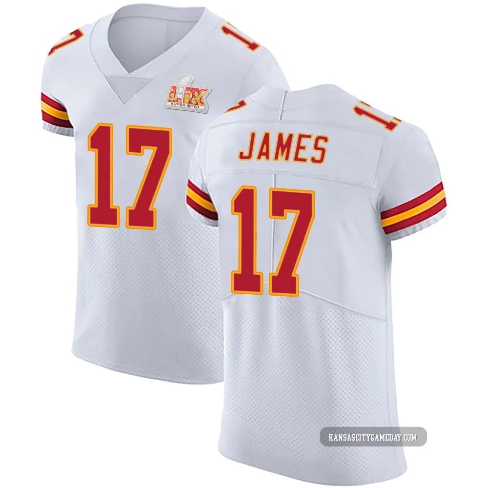 Men's Richie James Kansas City Chiefs ＃17 Elite White Vapor Untouchable Super Bowl LIX Jersey