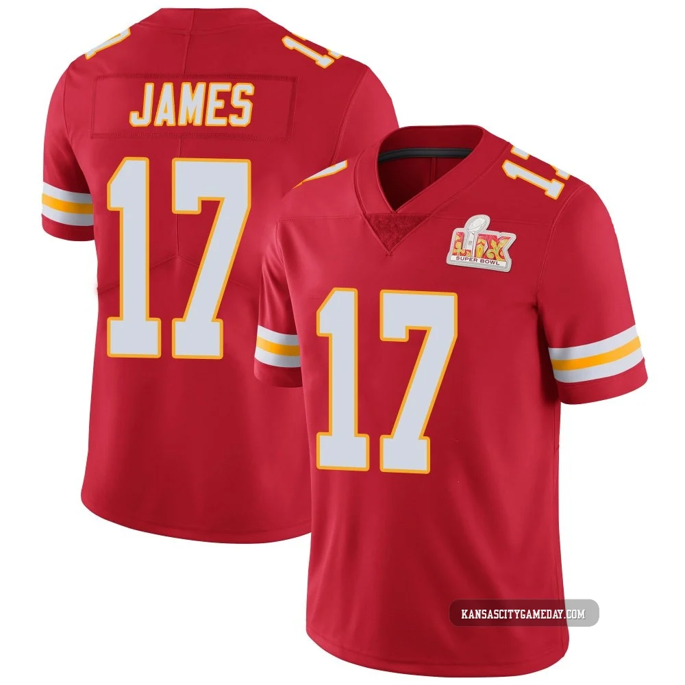 Men's Richie James Kansas City Chiefs ＃17 Limited Red Team Color Vapor Untouchable Super Bowl LIX Jersey