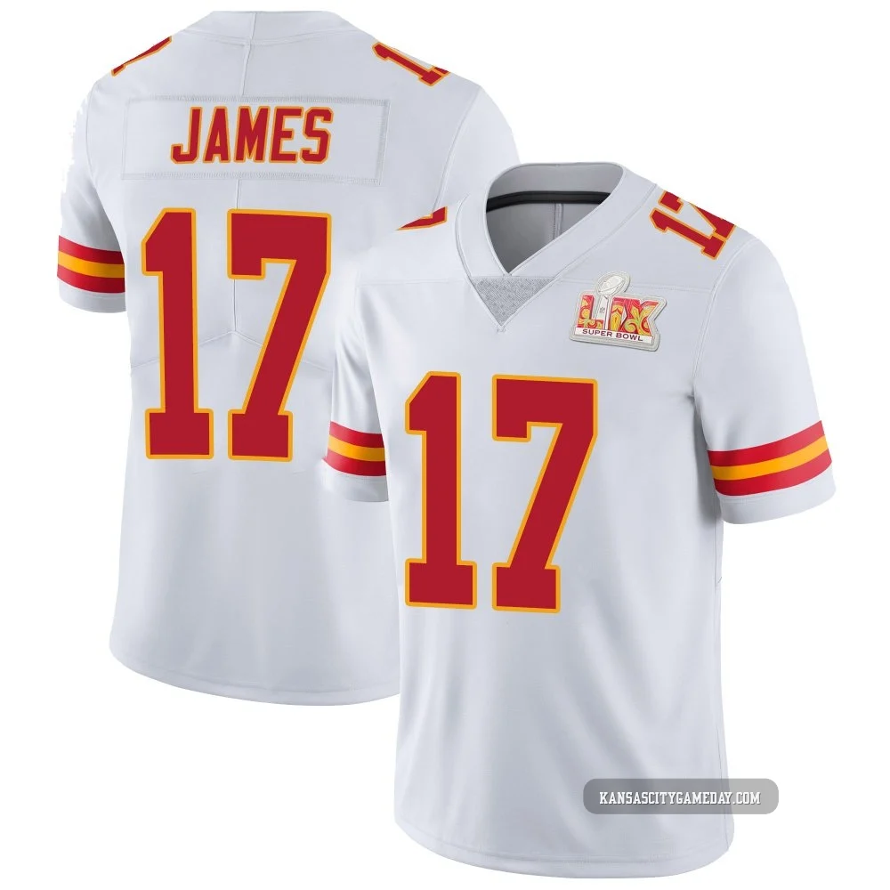 Men's Richie James Kansas City Chiefs ＃17 Limited White Vapor Untouchable Super Bowl LIX Jersey