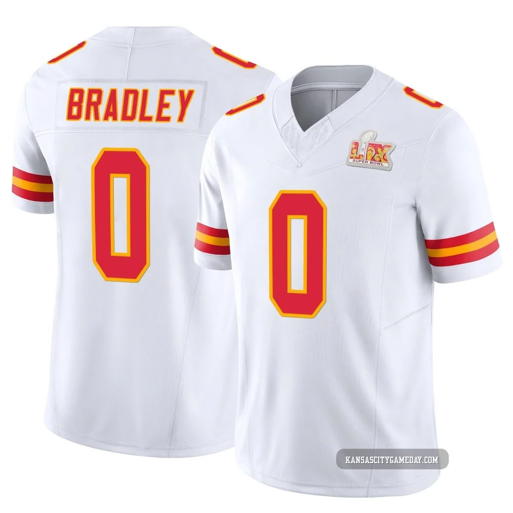 Men's Shaun Bradley Kansas City Chiefs ＃0 Limited White Vapor F.U.S.E. Super Bowl LIX Jersey