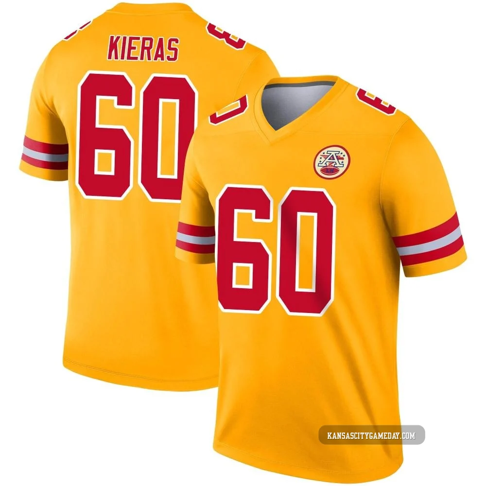 Men's Tautvydas Kieras Kansas City Chiefs ＃60 Legend Gold Inverted Jersey