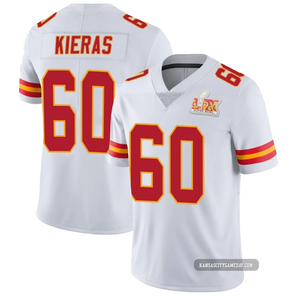 Men's Tautvydas Kieras Kansas City Chiefs ＃60 Limited White Vapor Untouchable Super Bowl LIX Jersey