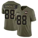 Men's Tony Gonzalez Kansas City Chiefs ＃88 Limited Olive 2025 Salute to Service Jersey
