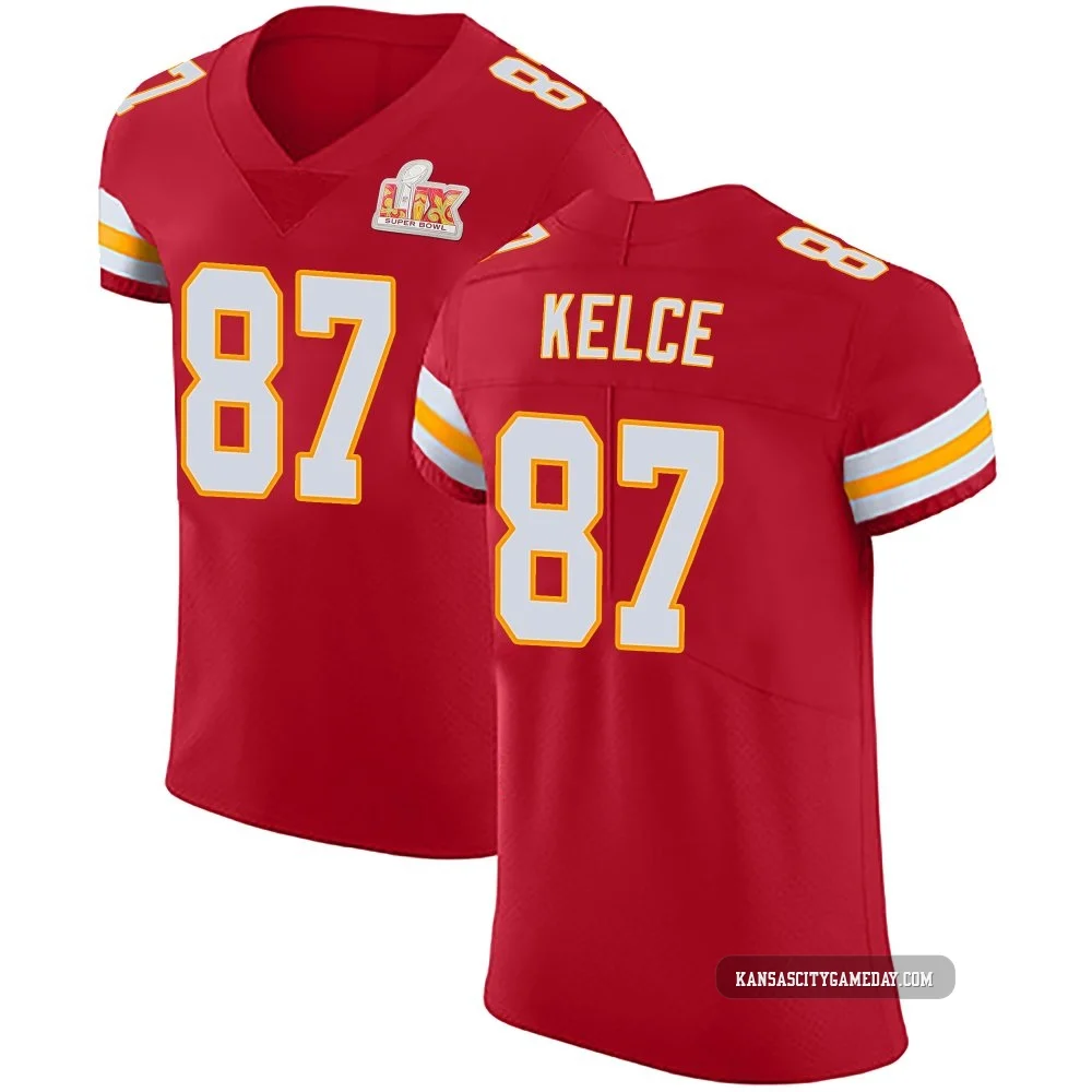 Men's Travis Kelce Kansas City Chiefs ＃87 Elite Red Team Color Vapor Untouchable Super Bowl LIX Jersey