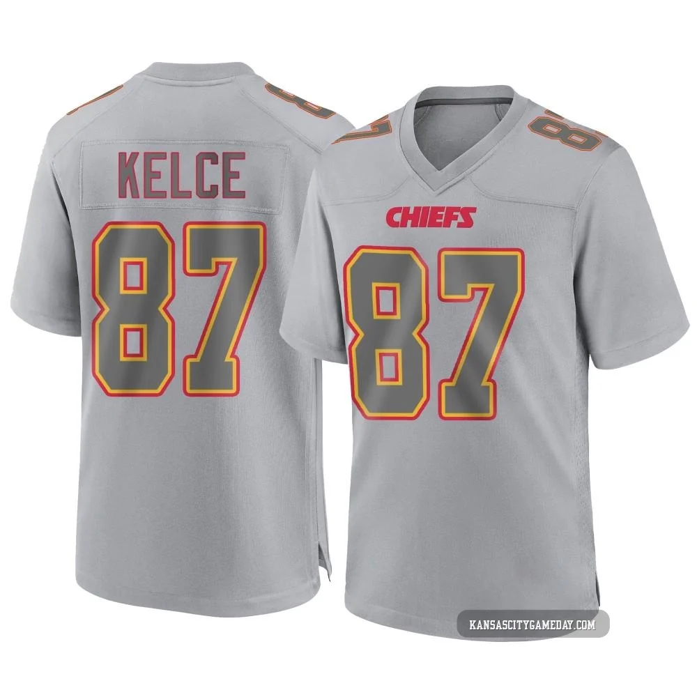 Men's Travis Kelce Kansas City Chiefs ＃87 Game Gray Atmosphere Fashion Jersey