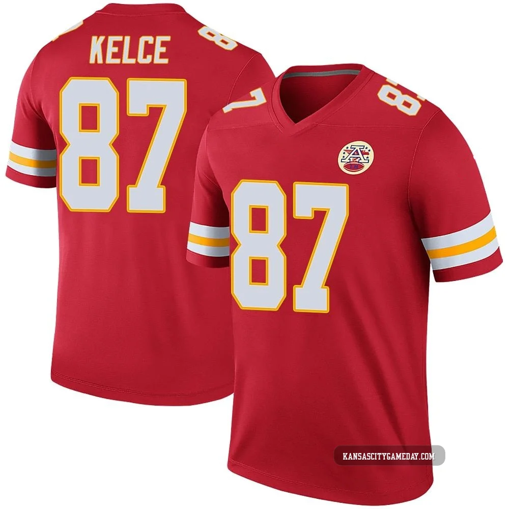 Men's Travis Kelce Kansas City Chiefs ＃87 Legend Red Color Rush Jersey