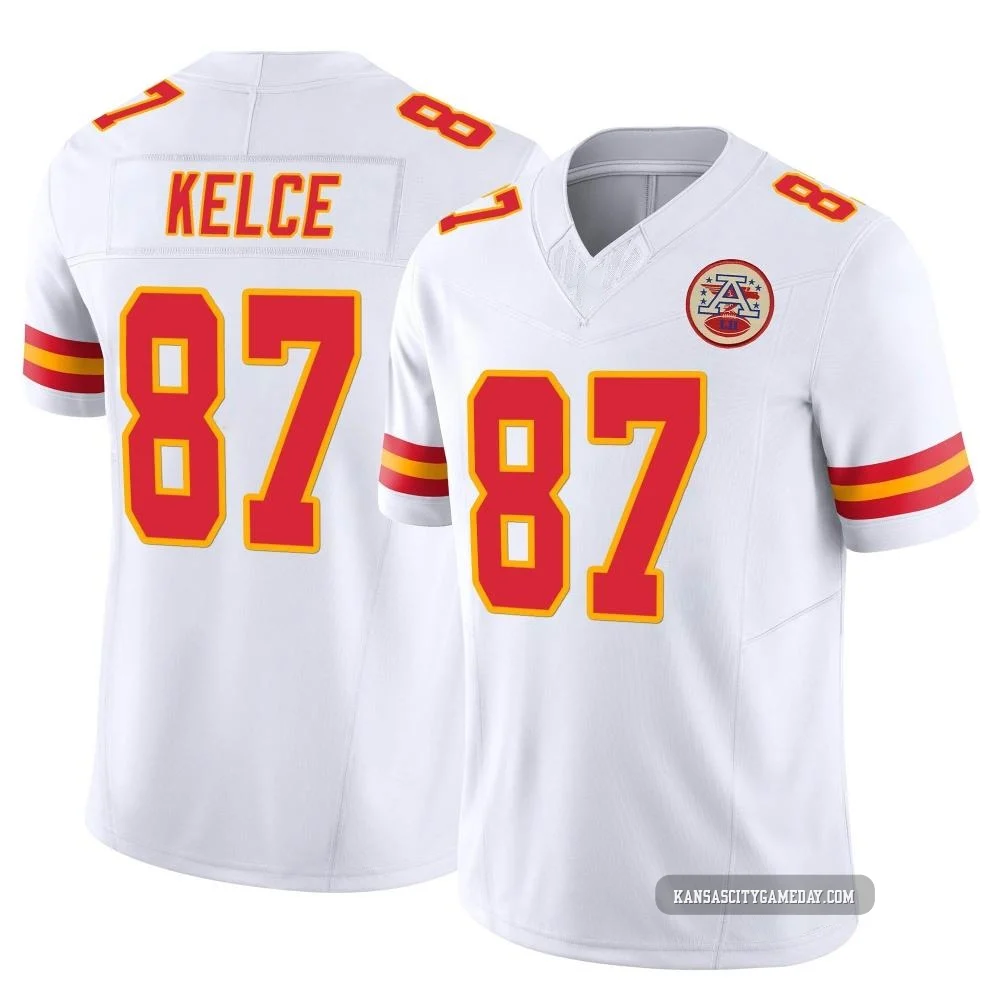 Men's Travis Kelce Kansas City Chiefs ＃87 Limited White Vapor F.U.S.E. Jersey