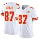 Men's Travis Kelce Kansas City Chiefs ＃87 Limited White Vapor F.U.S.E. Super Bowl LIX Jersey
