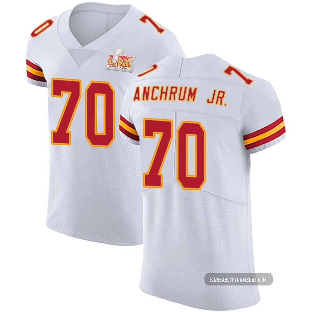 Men's Tremayne Anchrum Jr. Kansas City Chiefs ＃70 Elite White Vapor Untouchable Super Bowl LIX Jersey