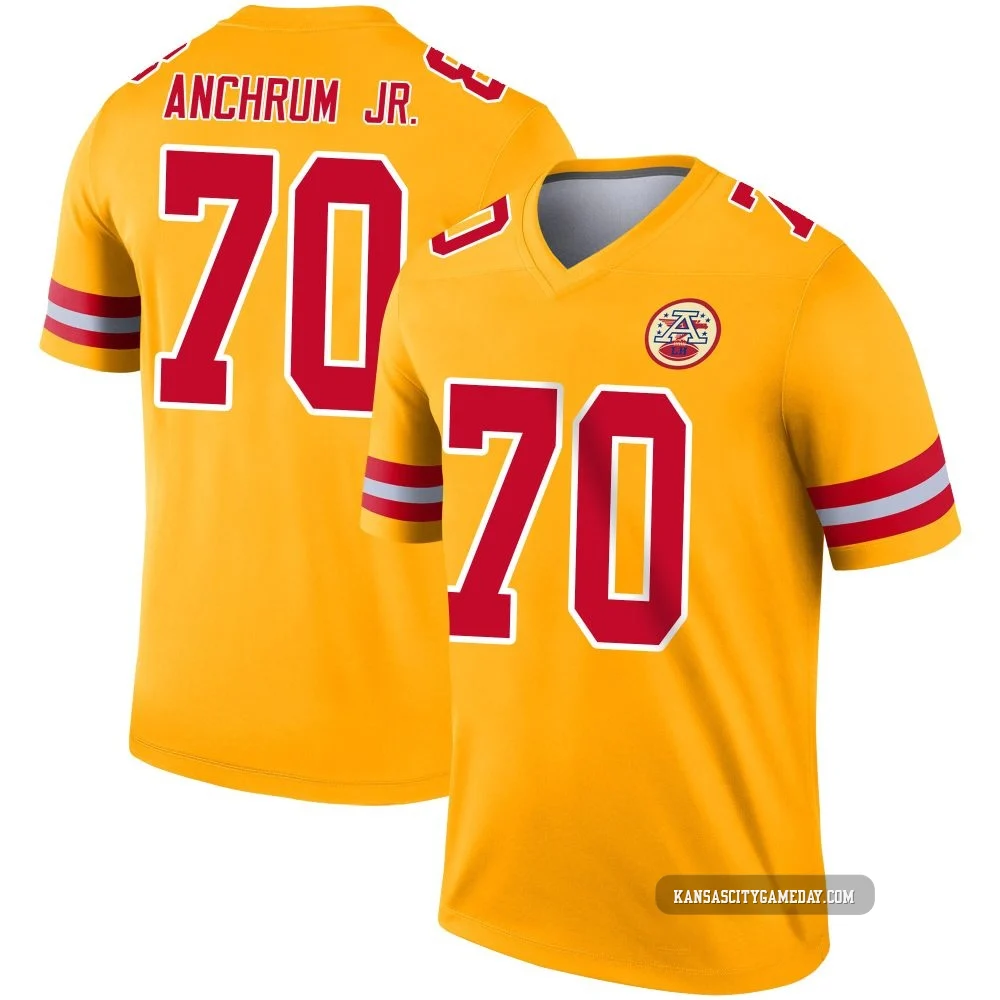 Men's Tremayne Anchrum Jr. Kansas City Chiefs ＃70 Legend Gold Inverted Jersey
