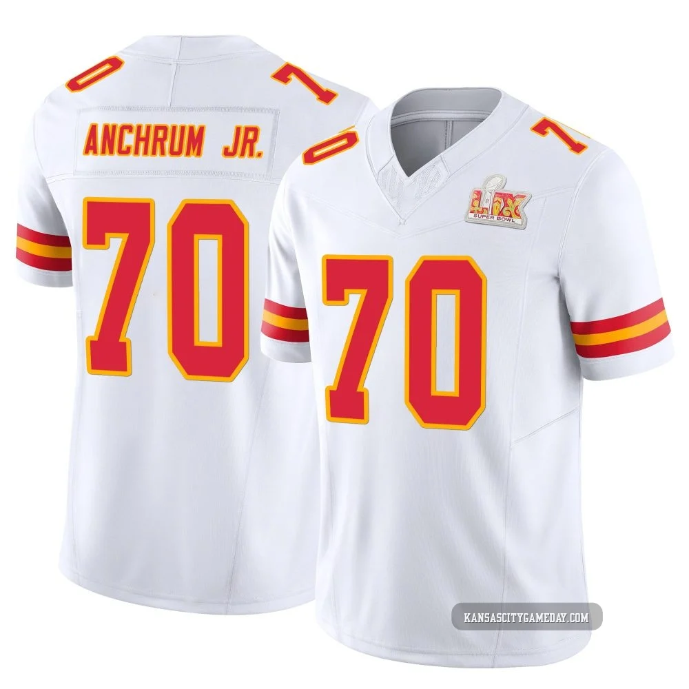 Men's Tremayne Anchrum Jr. Kansas City Chiefs ＃70 Limited White Vapor F.U.S.E. Super Bowl LIX Jersey
