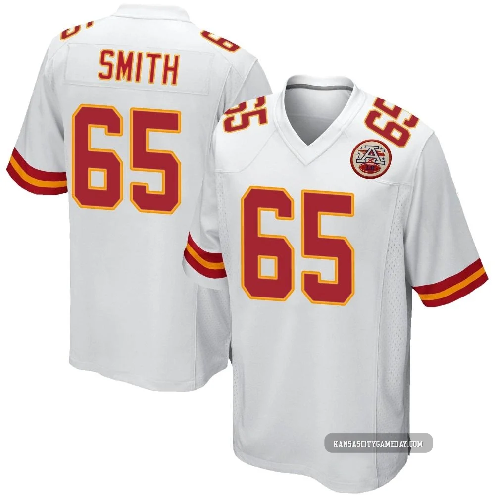 Men's Trey Smith Kansas City Chiefs ＃65 Game White Jersey