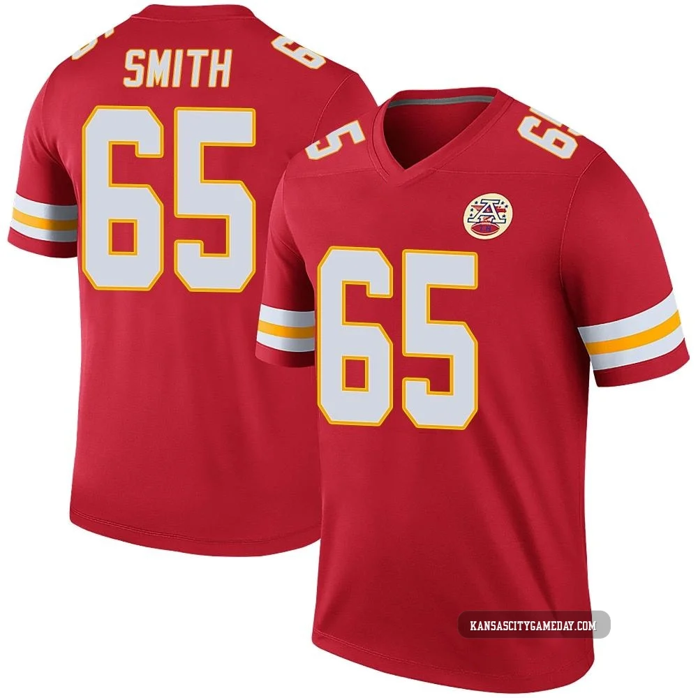 Men's Trey Smith Kansas City Chiefs ＃65 Legend Red Color Rush Jersey