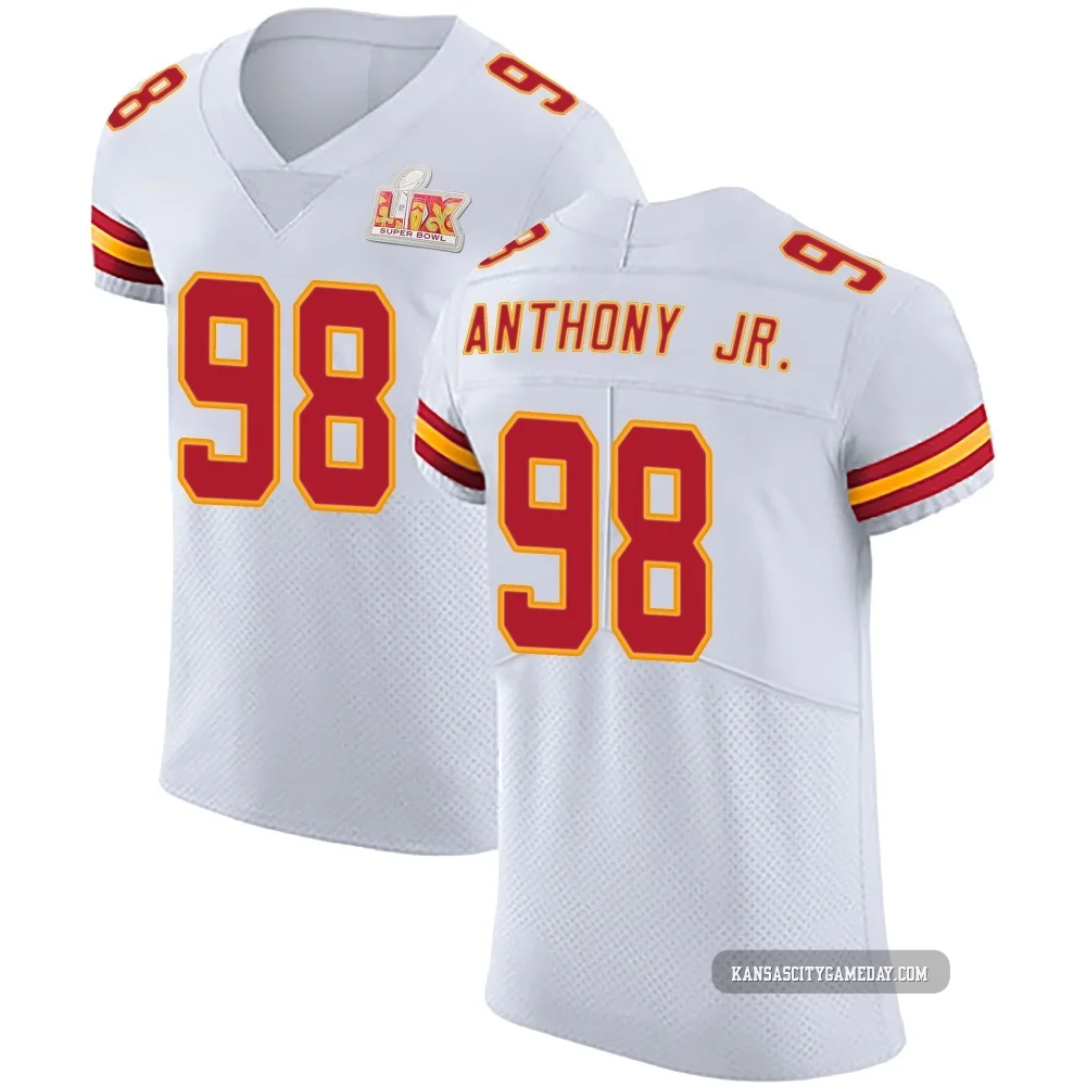 Men's Vincent Anthony Jr. Kansas City Chiefs ＃98 Elite White Vapor Untouchable Super Bowl LIX Jersey