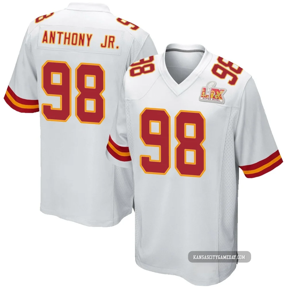 Men's Vincent Anthony Jr. Kansas City Chiefs ＃98 Game White Super Bowl LIX Jersey