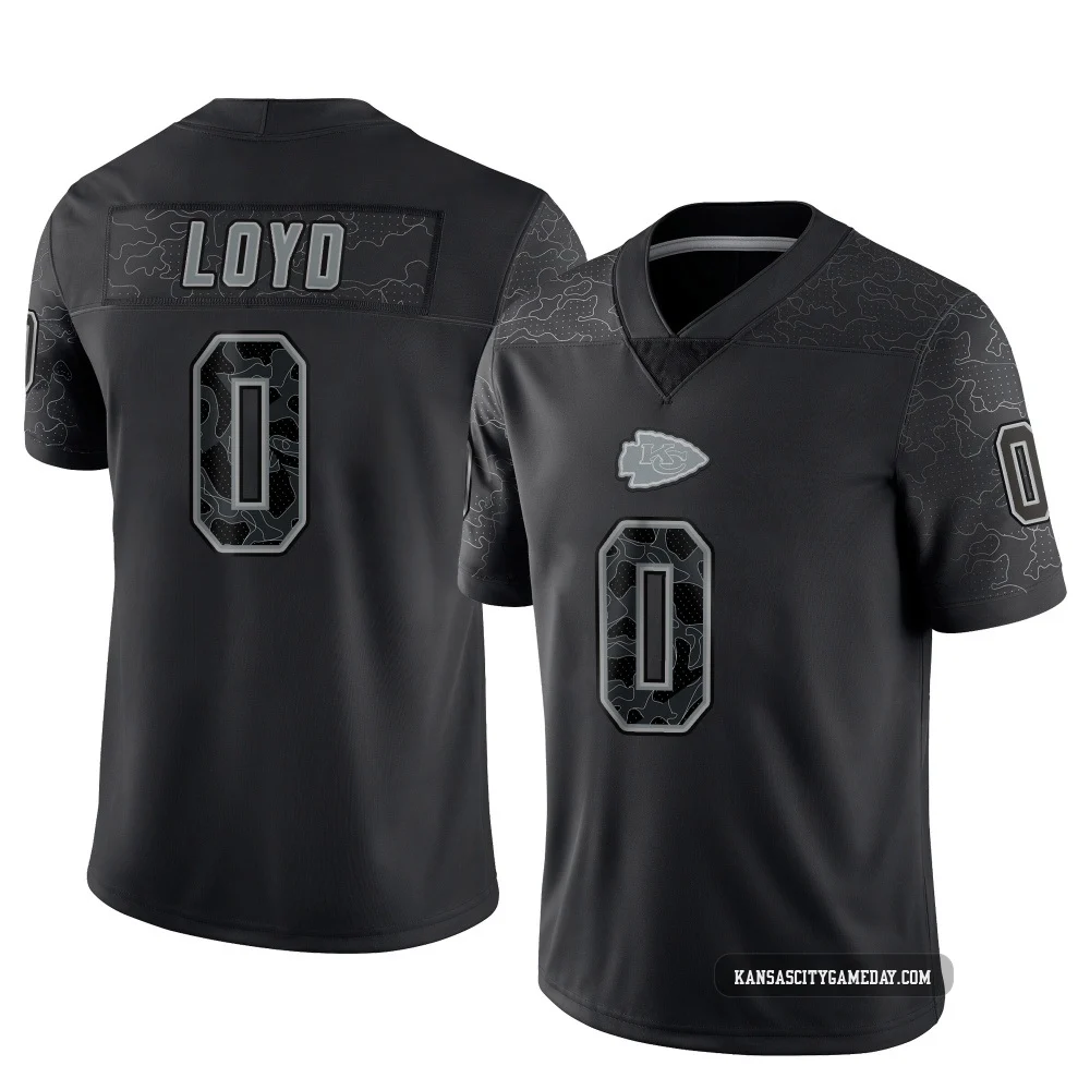 Men's Xavier Loyd Kansas City Chiefs ＃0 Limited Black Reflective Jersey