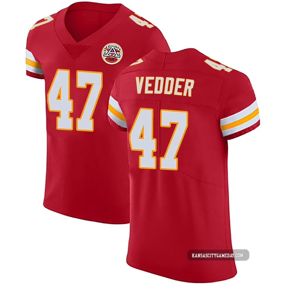 Men's Zelmar Vedder Kansas City Chiefs ＃47 Elite Red Team Color Vapor Untouchable Jersey