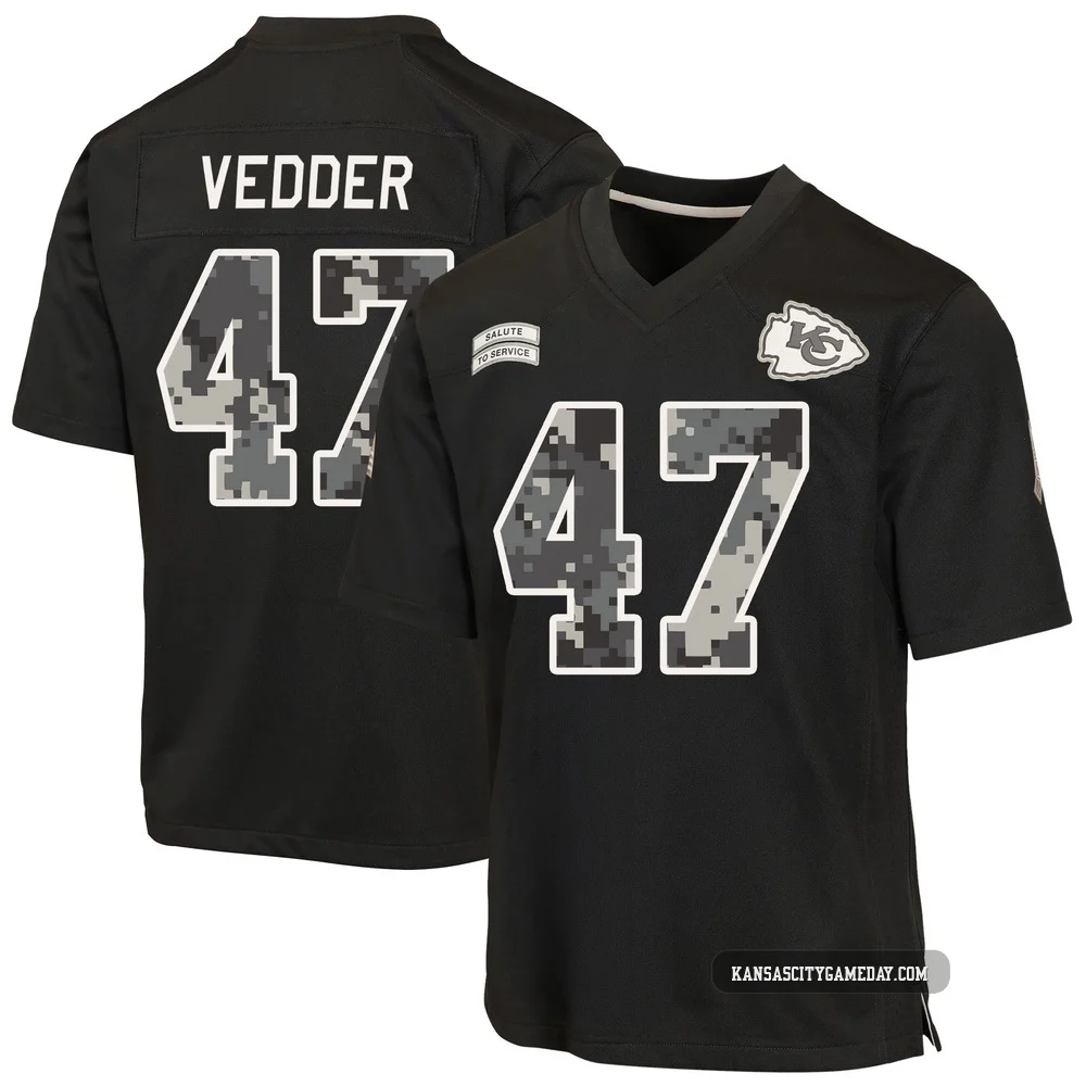 Men's Zelmar Vedder Kansas City Chiefs ＃47 Game Black 2026 Salute to Service Jersey