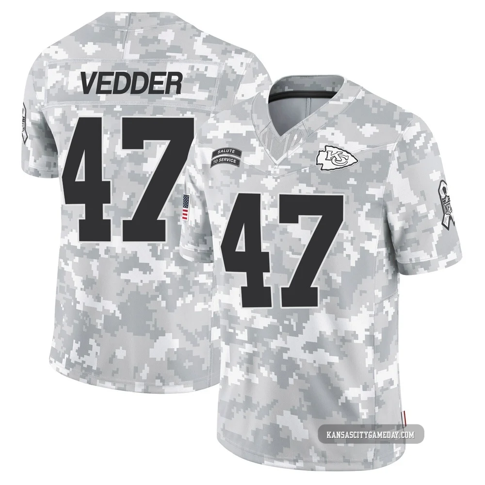 Men's Zelmar Vedder Kansas City Chiefs ＃47 Limited Arctic Camo 2024 Salute to Service Jersey