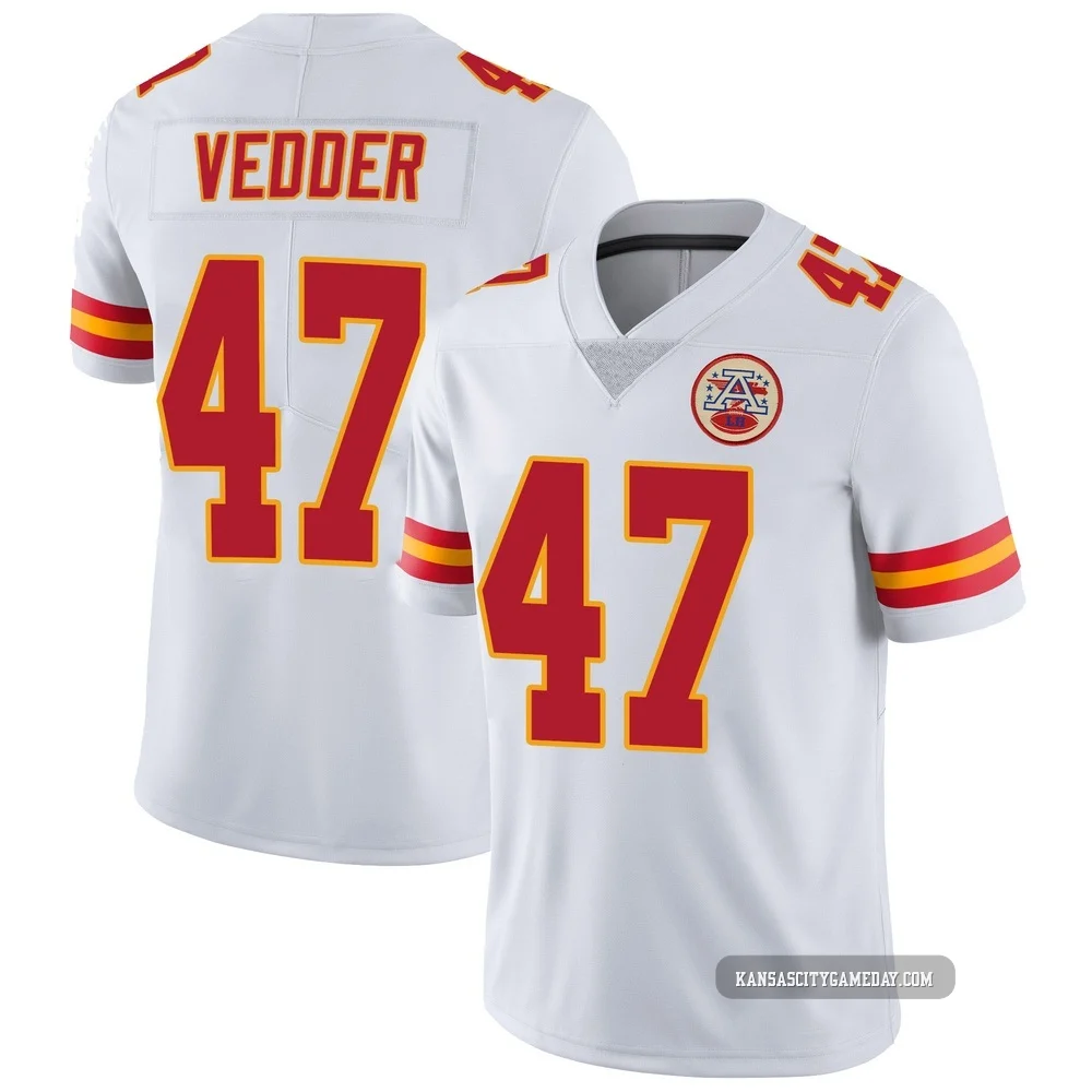 Men's Zelmar Vedder Kansas City Chiefs ＃47 Limited White Vapor Untouchable Jersey