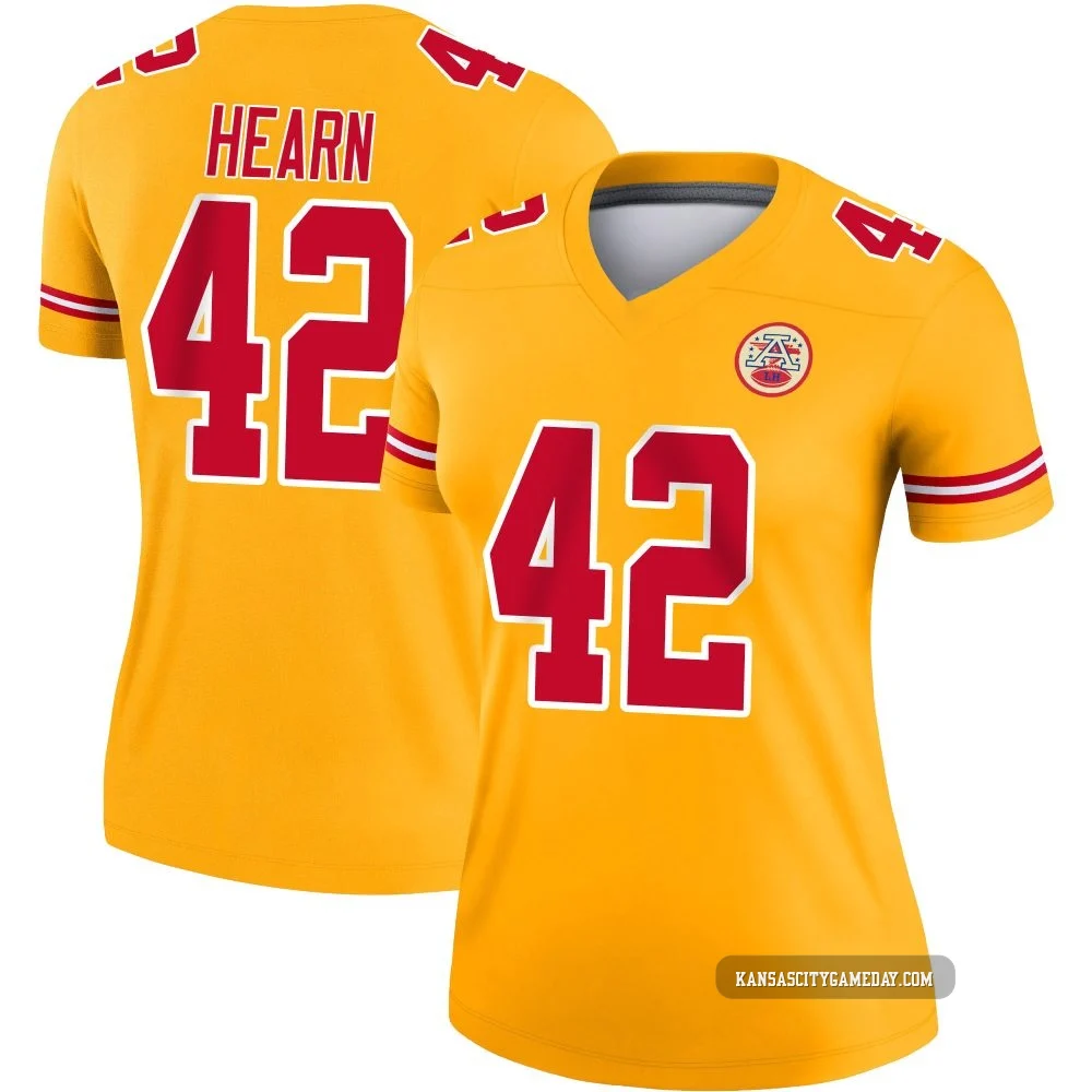 Women's Azizi Hearn Kansas City Chiefs ＃42 Legend Gold Inverted Jersey