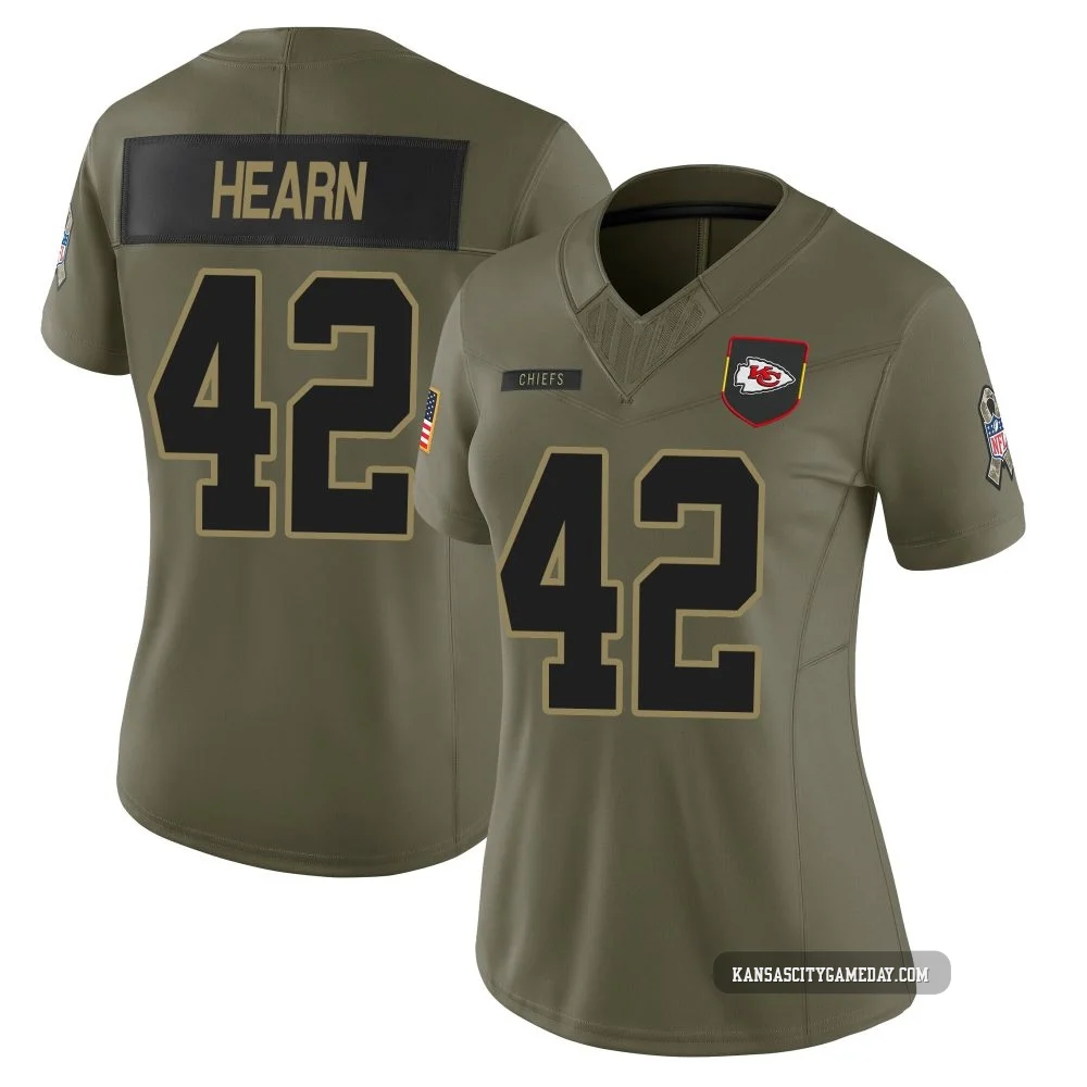 Women's Azizi Hearn Kansas City Chiefs ＃42 Limited Olive 2025 Salute to Service Jersey