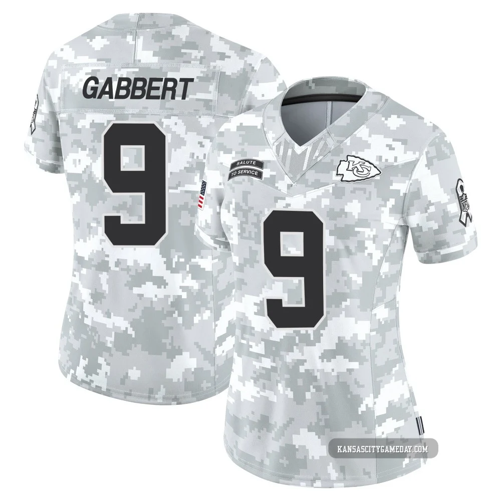 Women's Blaine Gabbert Kansas City Chiefs ＃9 Limited Arctic Camo 2024 Salute to Service Jersey