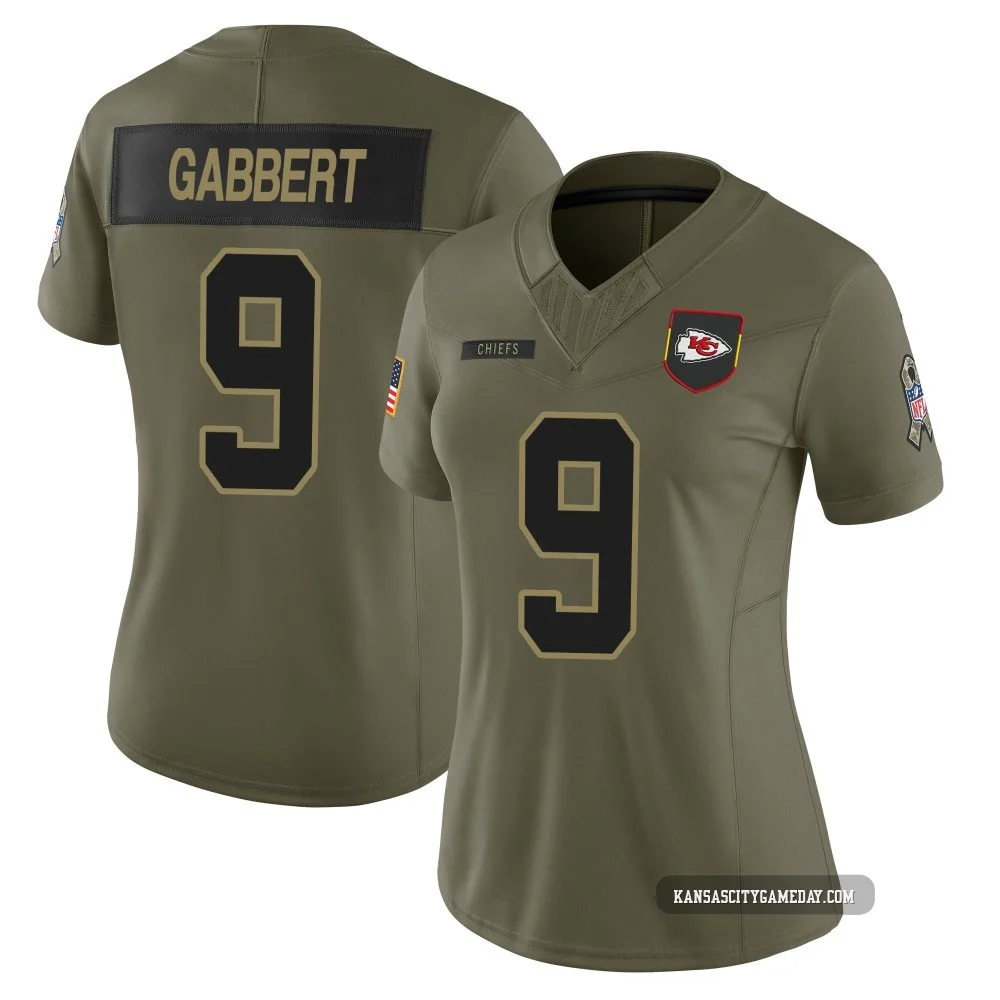 Women's Blaine Gabbert Kansas City Chiefs ＃9 Limited Olive 2025 Salute to Service Jersey