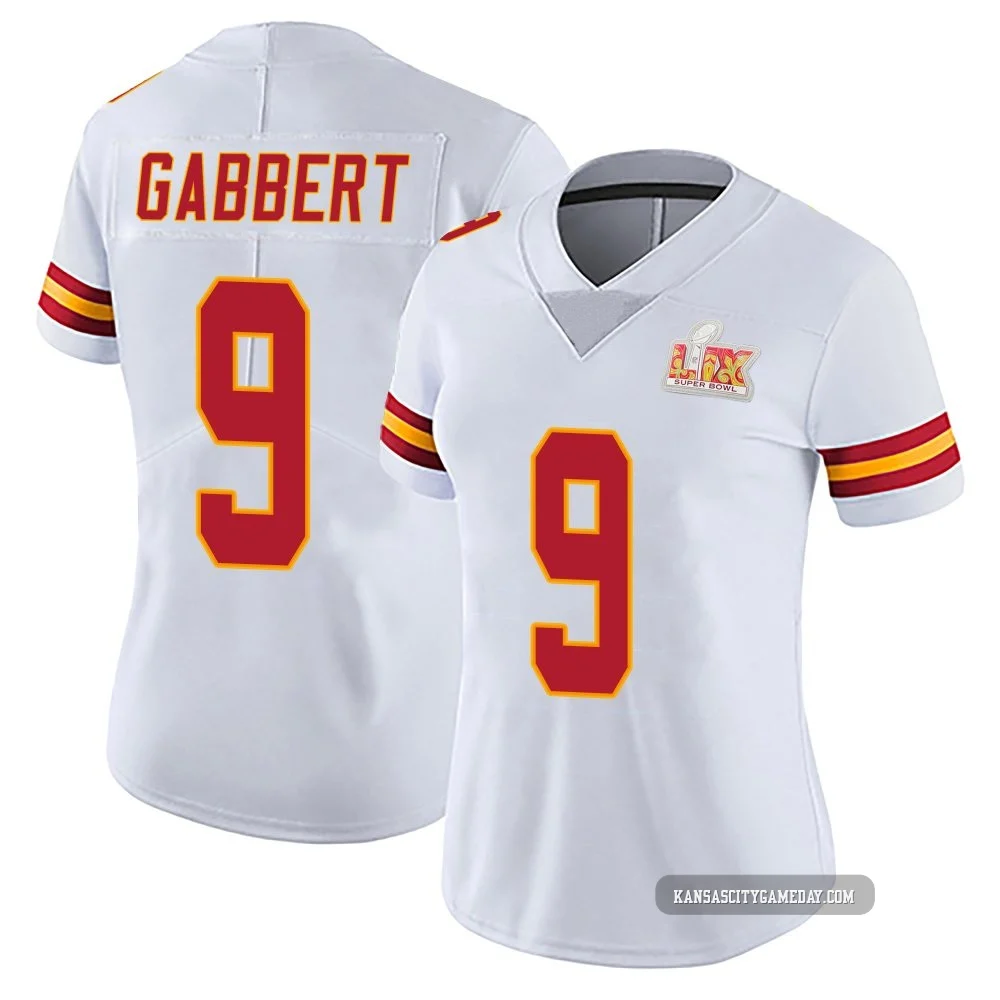 Women's Blaine Gabbert Kansas City Chiefs ＃9 Limited White Vapor Untouchable Super Bowl LIX Jersey