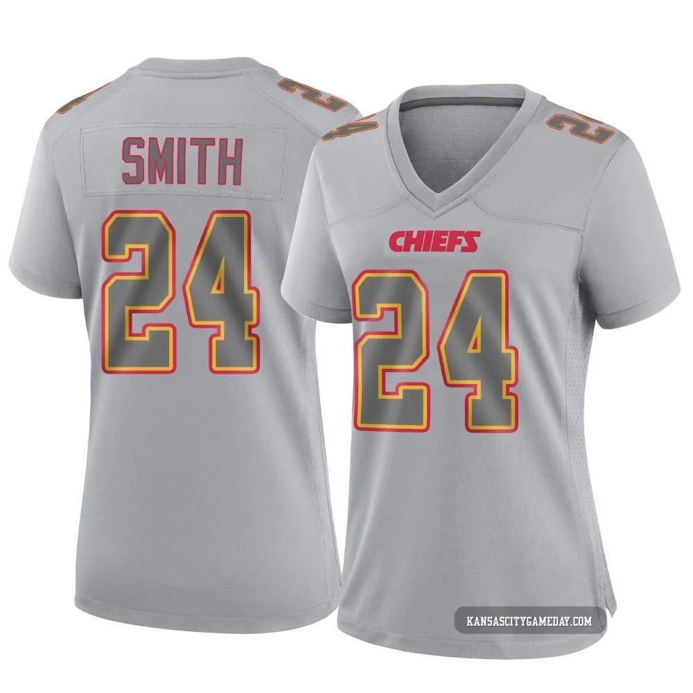 Women's Brashard Smith Kansas City Chiefs ＃24 Game Gray Atmosphere Fashion Jersey