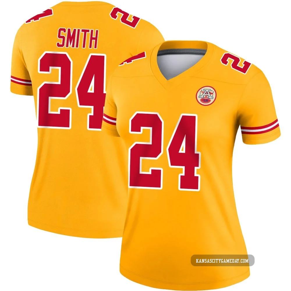 Women's Brashard Smith Kansas City Chiefs ＃24 Legend Gold Inverted Jersey