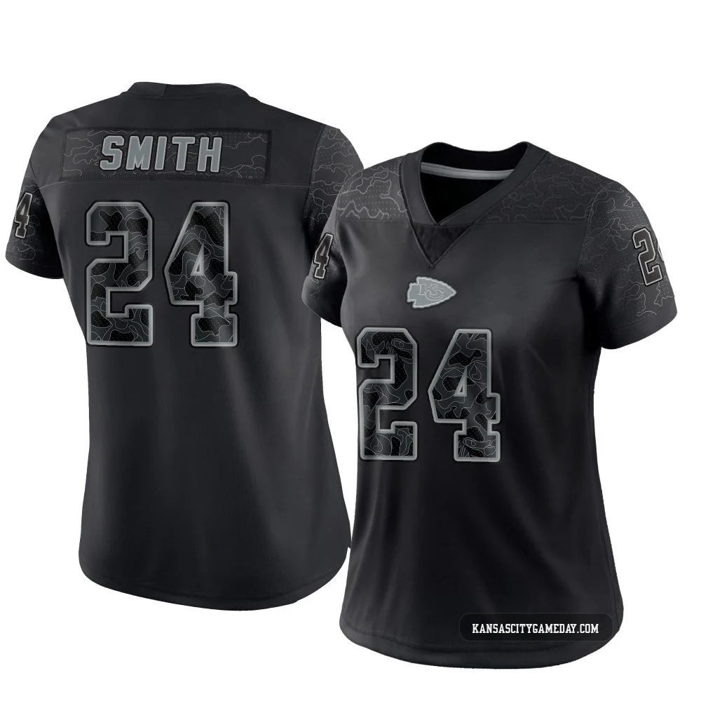 Women's Brashard Smith Kansas City Chiefs ＃24 Limited Black Reflective Jersey