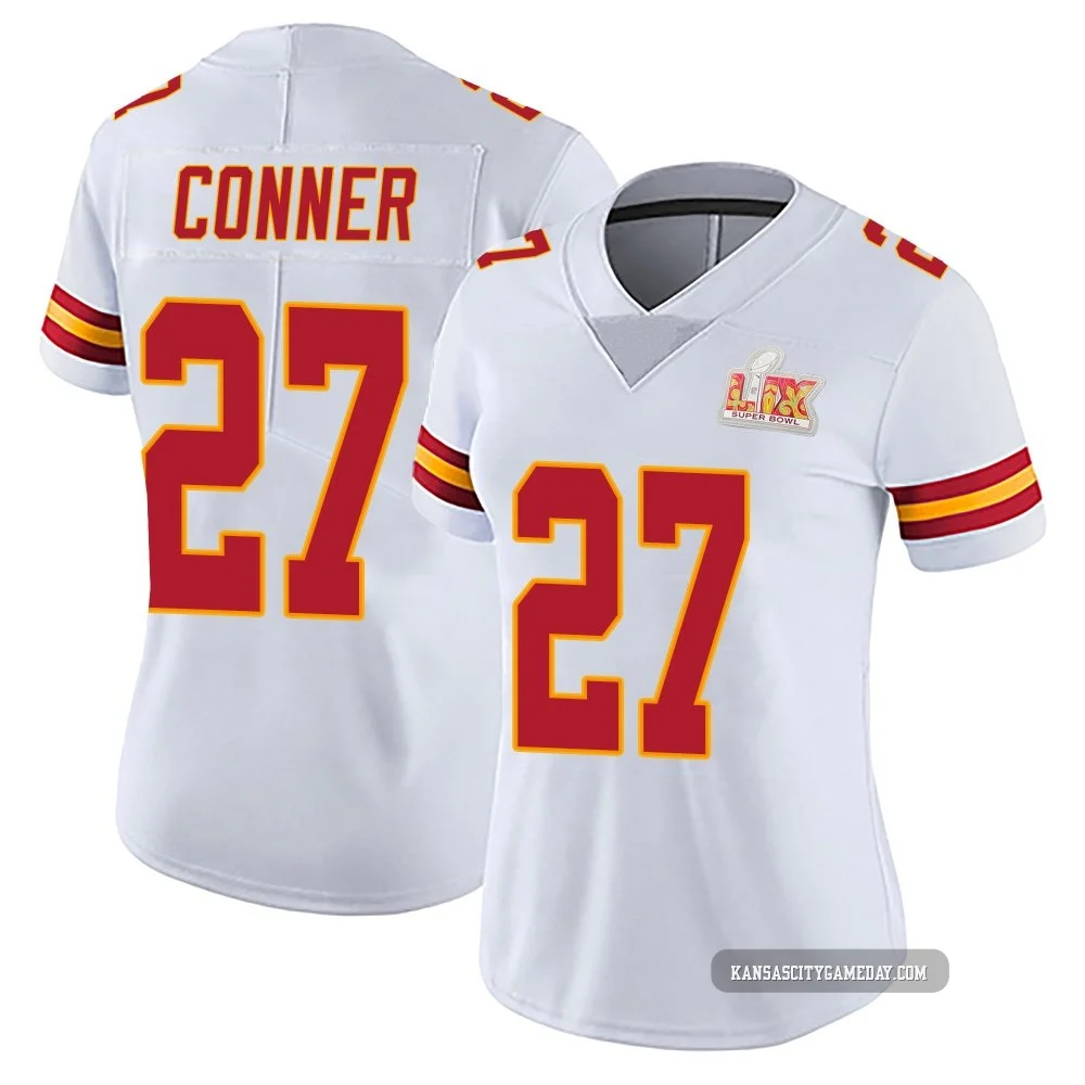 Women's Chamarri Conner Kansas City Chiefs ＃27 Limited White Vapor Untouchable Super Bowl LIX Jersey
