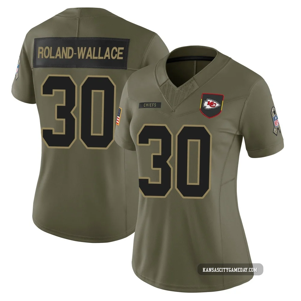 Women's Chris Roland-Wallace Kansas City Chiefs ＃30 Limited Olive 2025 Salute to Service Jersey