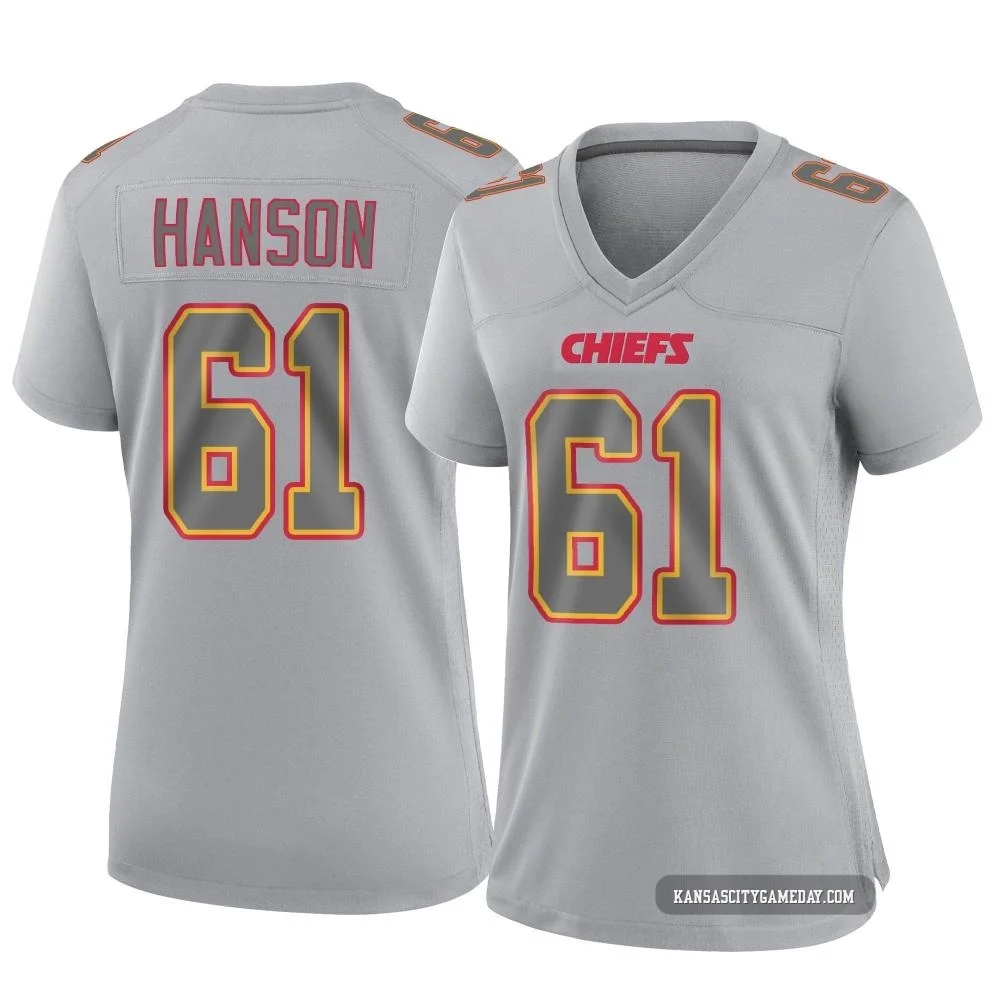 Women's C.J. Hanson Kansas City Chiefs ＃61 Game Gray Atmosphere Fashion Jersey