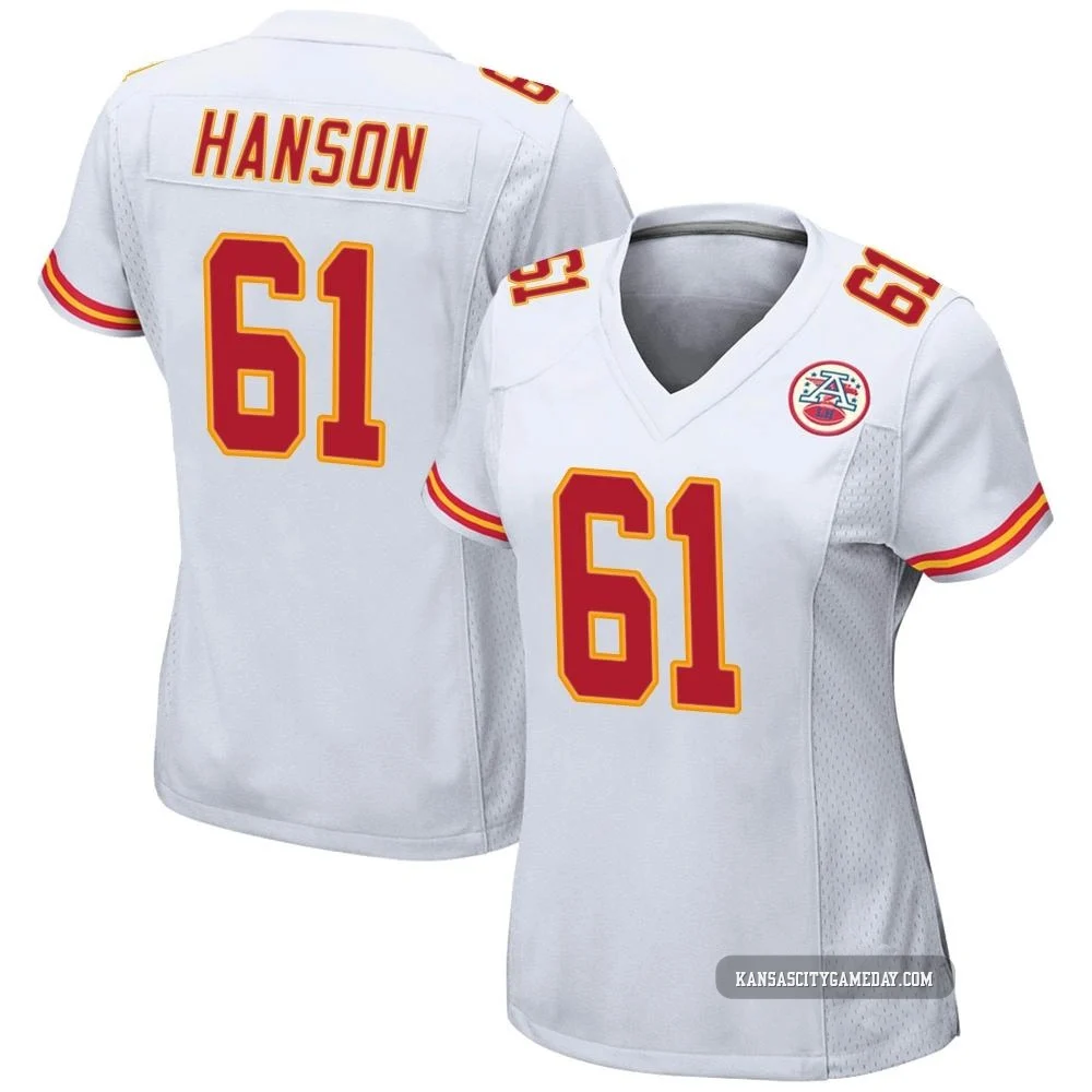 Women's C.J. Hanson Kansas City Chiefs ＃61 Game White Jersey