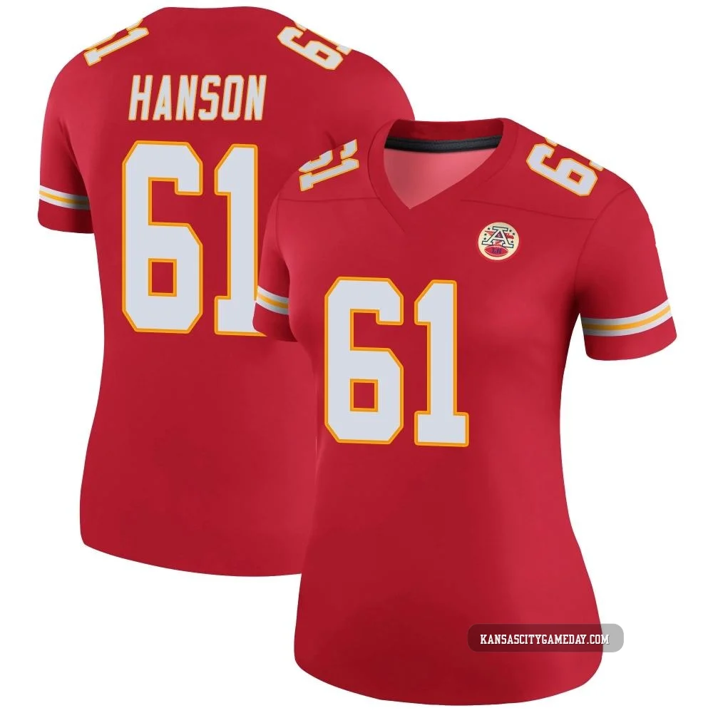 Women's C.J. Hanson Kansas City Chiefs ＃61 Legend Red Color Rush Jersey