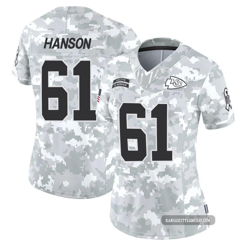 Women's C.J. Hanson Kansas City Chiefs ＃61 Limited Arctic Camo 2024 Salute to Service Jersey
