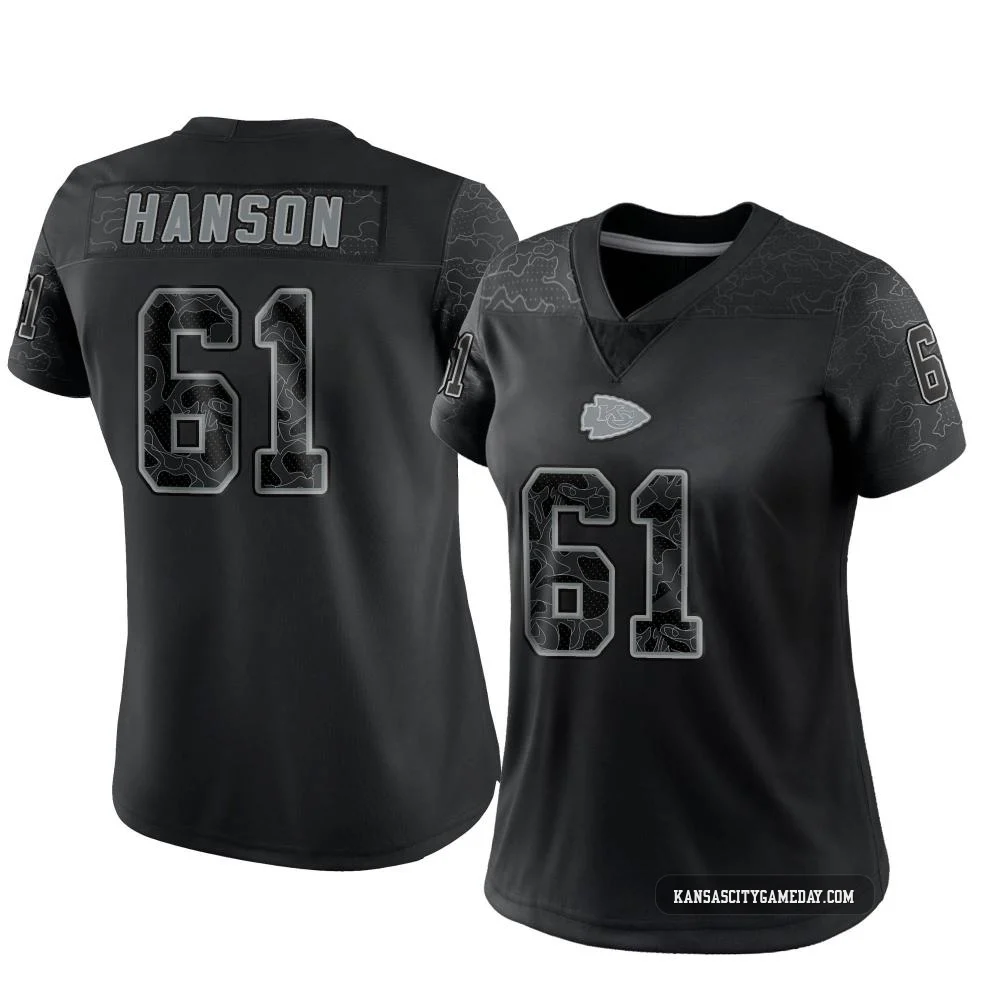 Women's C.J. Hanson Kansas City Chiefs ＃61 Limited Black Reflective Jersey