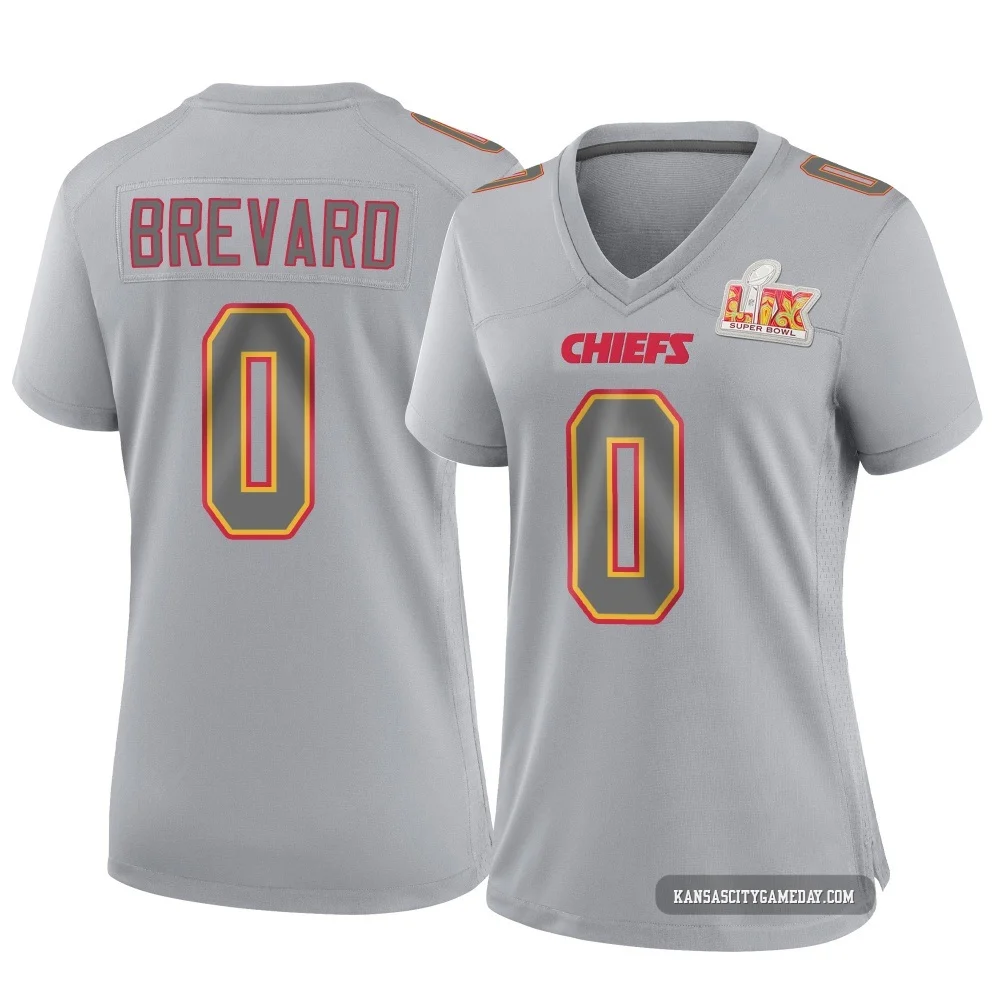 Women's Cole Brevard Kansas City Chiefs ＃0 Game Gray Atmosphere Fashion Super Bowl LIX Jersey