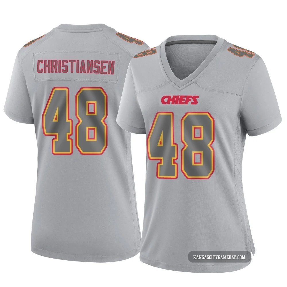 Women's Cole Christiansen Kansas City Chiefs ＃48 Game Gray Atmosphere Fashion Jersey