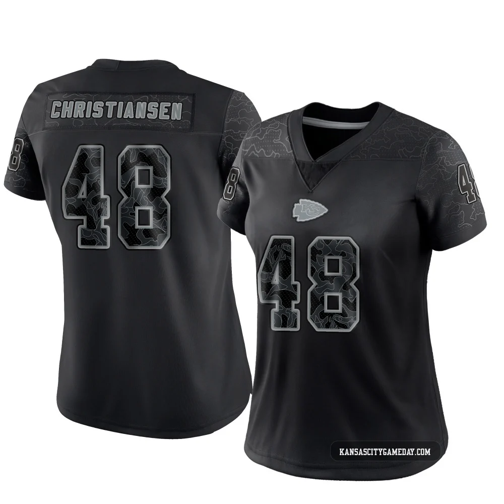 Women's Cole Christiansen Kansas City Chiefs ＃48 Limited Black Reflective Jersey