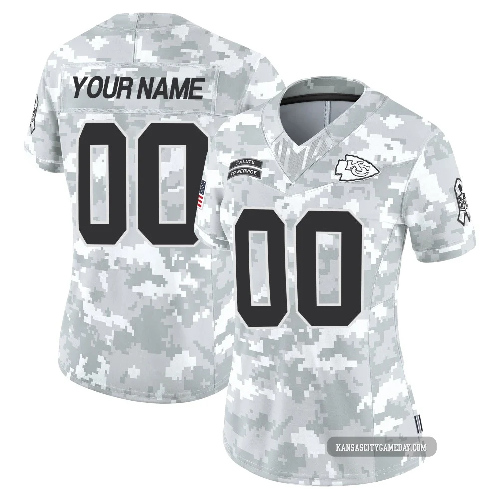 Women's Custom Kansas City Chiefs ＃00 Limited Arctic Camo 2024 Salute to Service Jersey