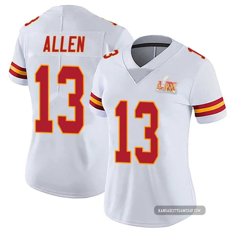 Women's Cyrus Allen Kansas City Chiefs ＃13 Limited White Vapor Untouchable Super Bowl LIX Jersey