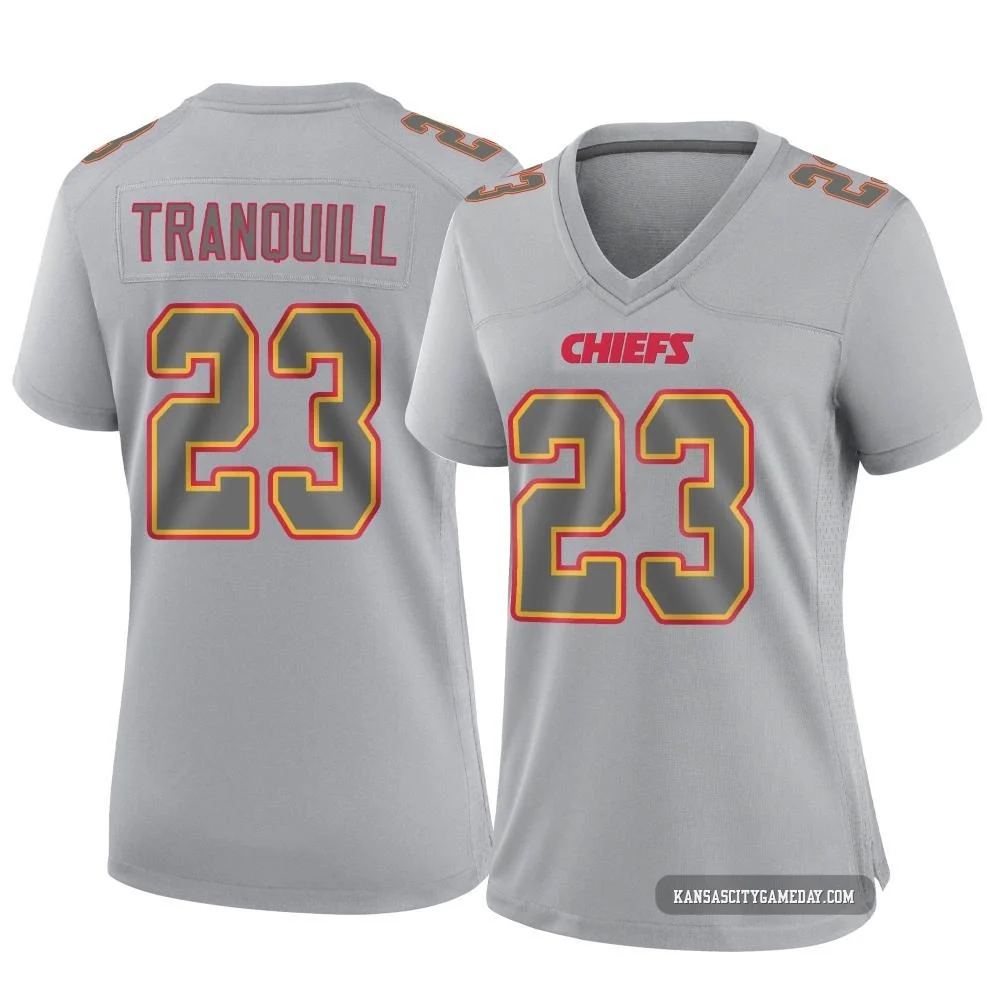 Women's Drue Tranquill Kansas City Chiefs ＃23 Game Gray Atmosphere Fashion Jersey