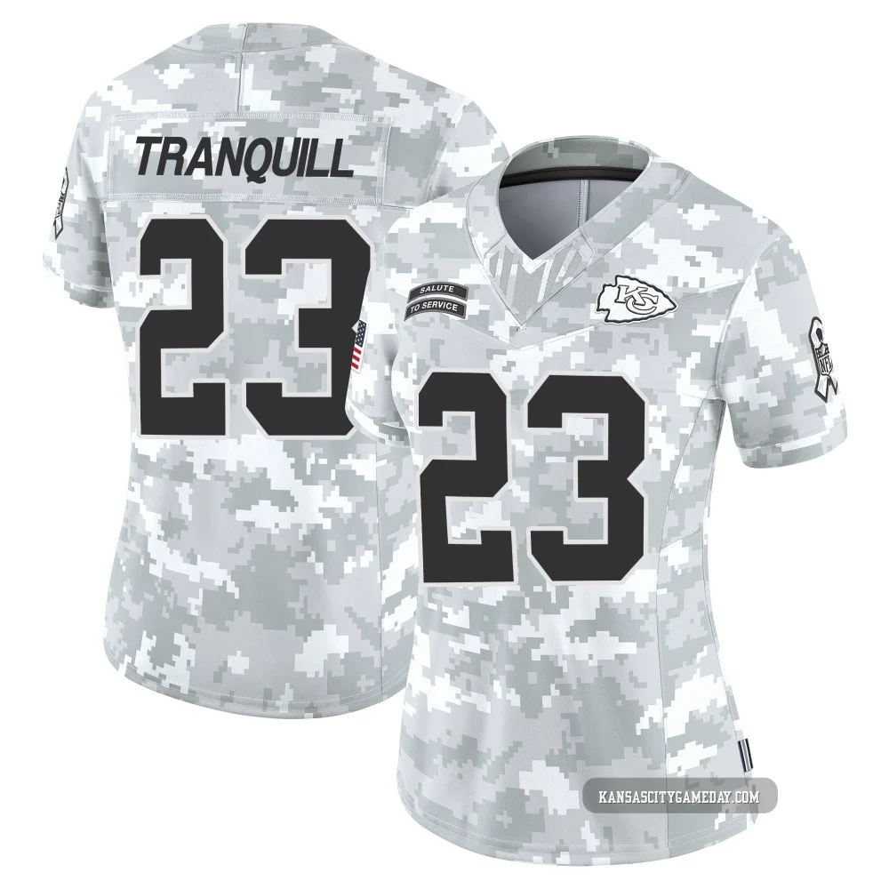 Women's Drue Tranquill Kansas City Chiefs ＃23 Limited Arctic Camo 2024 Salute to Service Jersey
