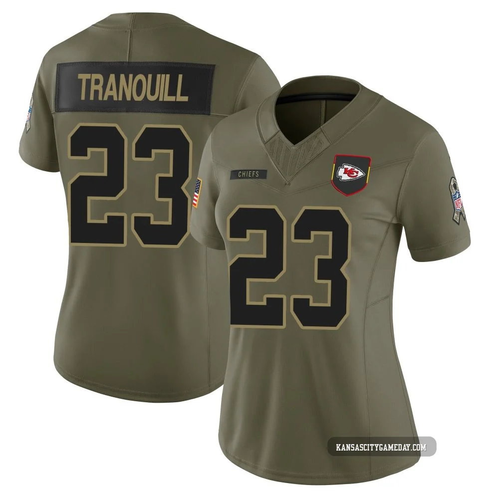 Women's Drue Tranquill Kansas City Chiefs ＃23 Limited Olive 2025 Salute to Service Jersey