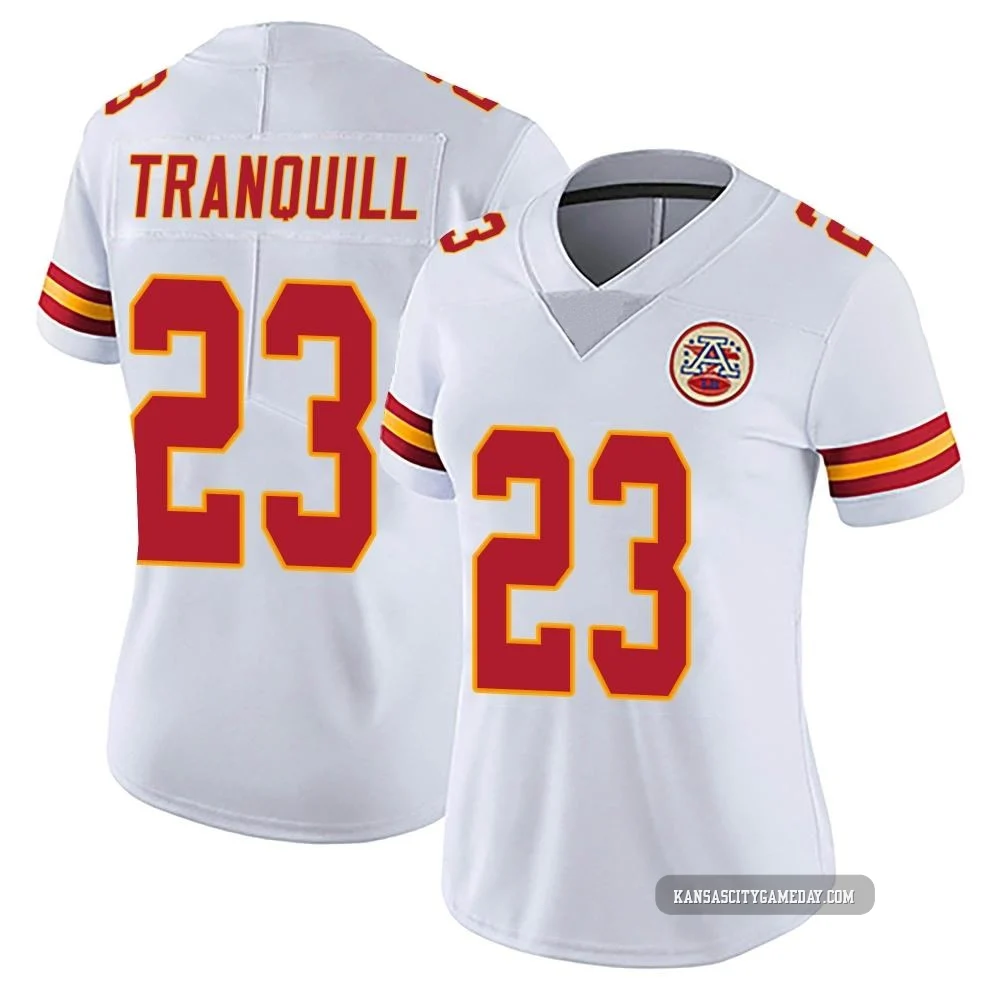 Women's Drue Tranquill Kansas City Chiefs ＃23 Limited White Vapor Untouchable Jersey
